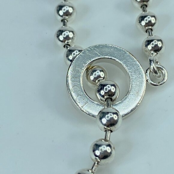 Gucci Sterling Silver Beaded Chain Circle Toggle clasp bracelet 7 3/4" 16g JR552 - Picture 7 of 10